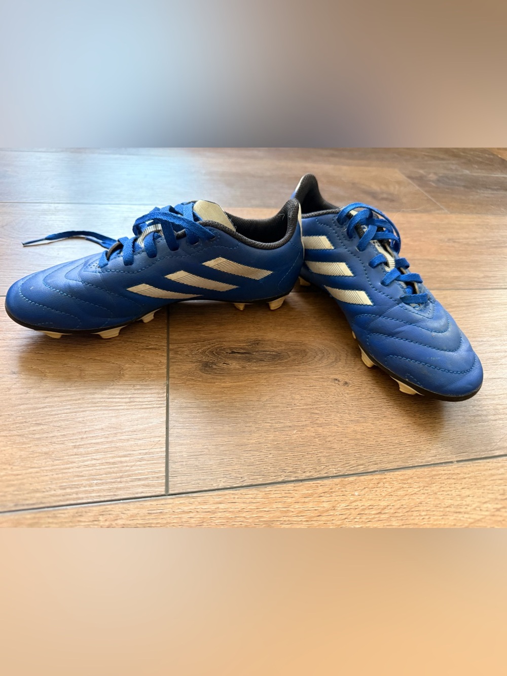 adidas Blue Soccer Cleats with White Stripes